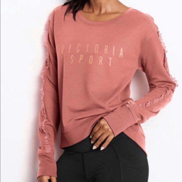 Victoria's Secret Tops - Victoria Sport ruffle sleeve logo sweatshirt small
